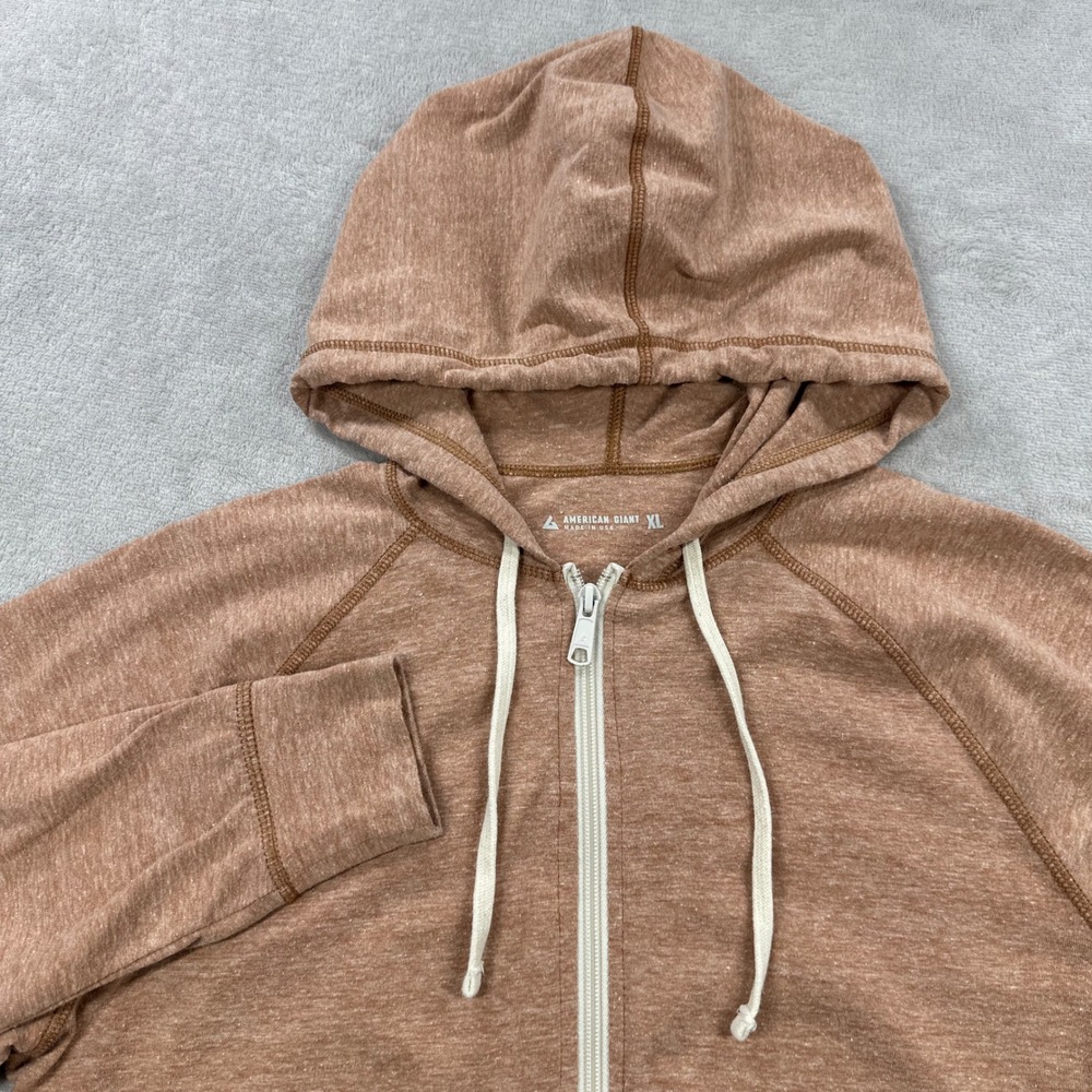 American Giant Full Zip Hoodie Womens XL Canyon Clay Heathered Lightweight USA